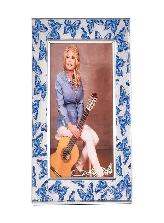 Dolly Parton 5.56x7.5x0.48 Inch Blue Butterfly Enamel Photo Frame, Displays one 4x6 Photo - Image 1